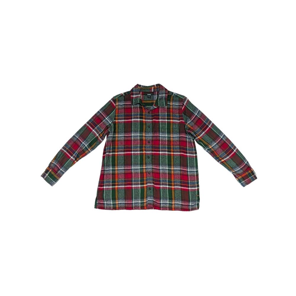 Roots Canada Plaid Button Down Shirt Green Red Holdiay Christmas Medium Flannel